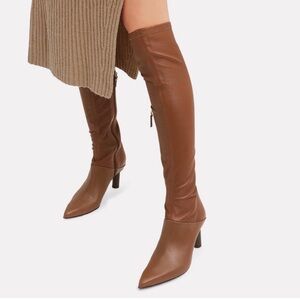 Tibi Soft Brown Leather Knee-High Boots. Size 7.5
